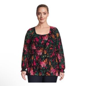 TERRA & SKY Blouse Size 3X 24W-26W Semi Sheer Womens Lined Bodice New